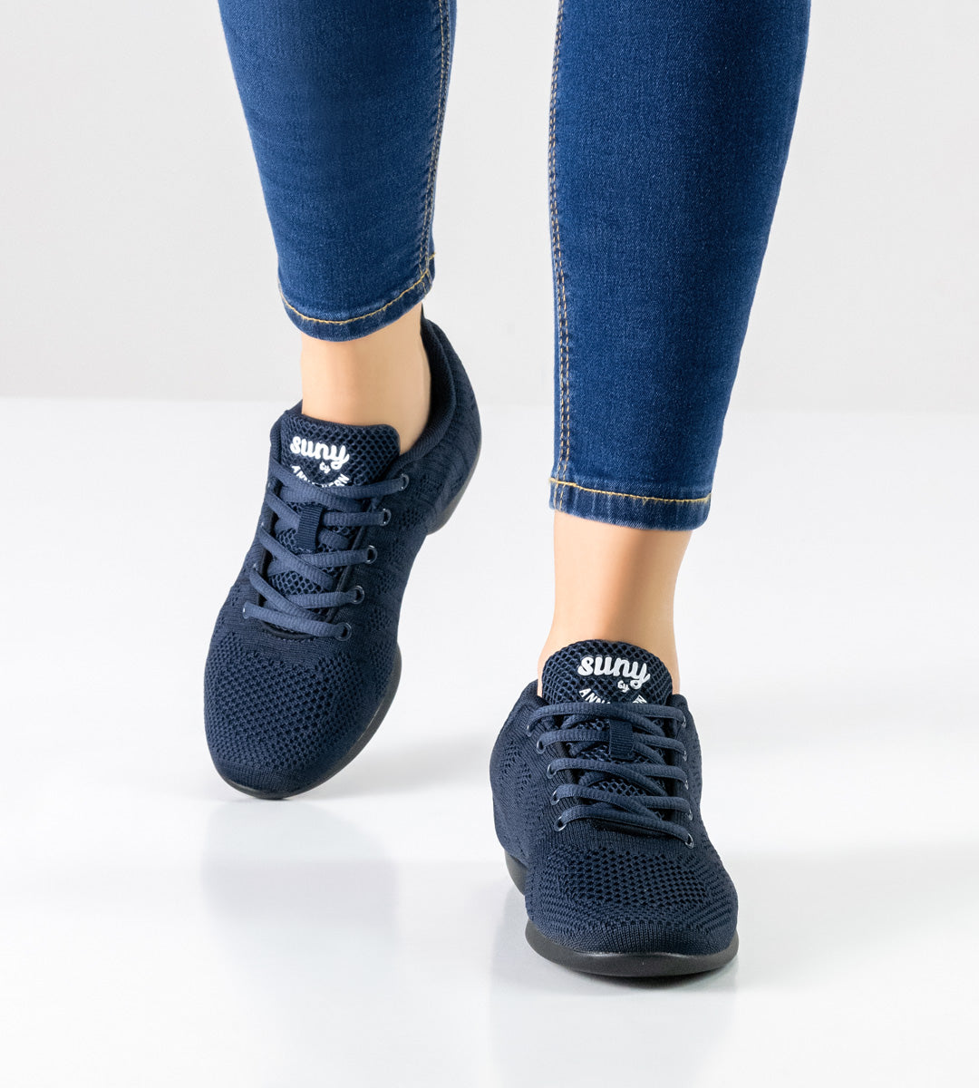 Knit practice sneakers for women blue and black