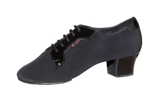 Black crepe mens competition shoe with patent accent