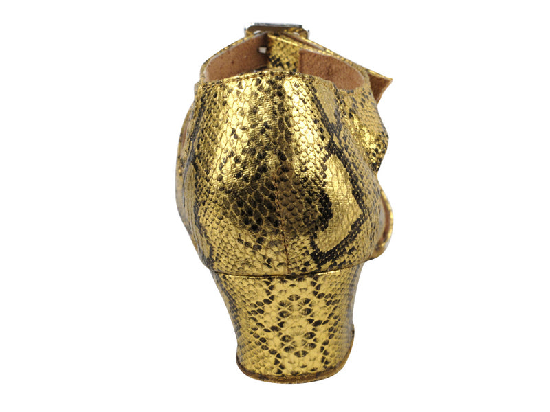 Very Fine 1679 Gold or Silver Snakeskin Print Ladies Practice Dance Shoe