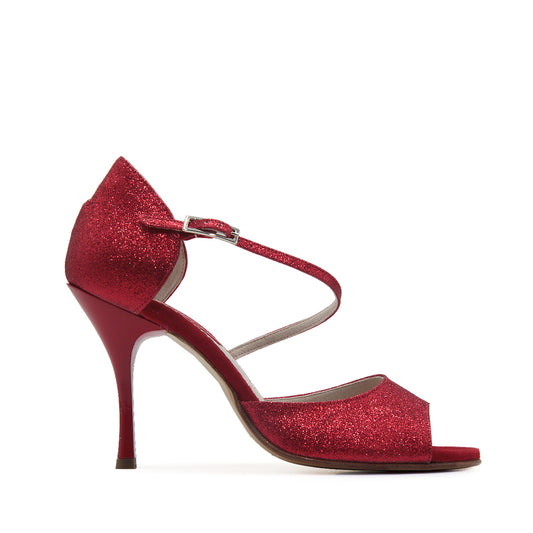 Ladies Red Glitter Argentine Tango Dance Shoe