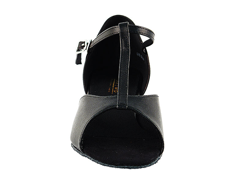 Very Fine 801 Black Leather Ladies Latin Dance Shoe with Cuban Heel