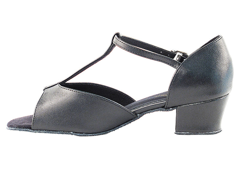 Very Fine 801 Black Leather Ladies Latin Dance Shoe with Cuban Heel