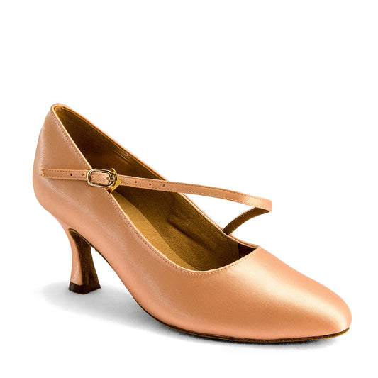 Standard Style by International Dance Shoes IDS Dansport  Peach Satin Ladies Ballroom Shoe C2003