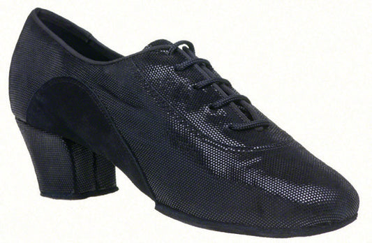 Dance Feel Ladies Black Leather Diva Practice Shoe with 1.5" Cuban Heel F50_SALE