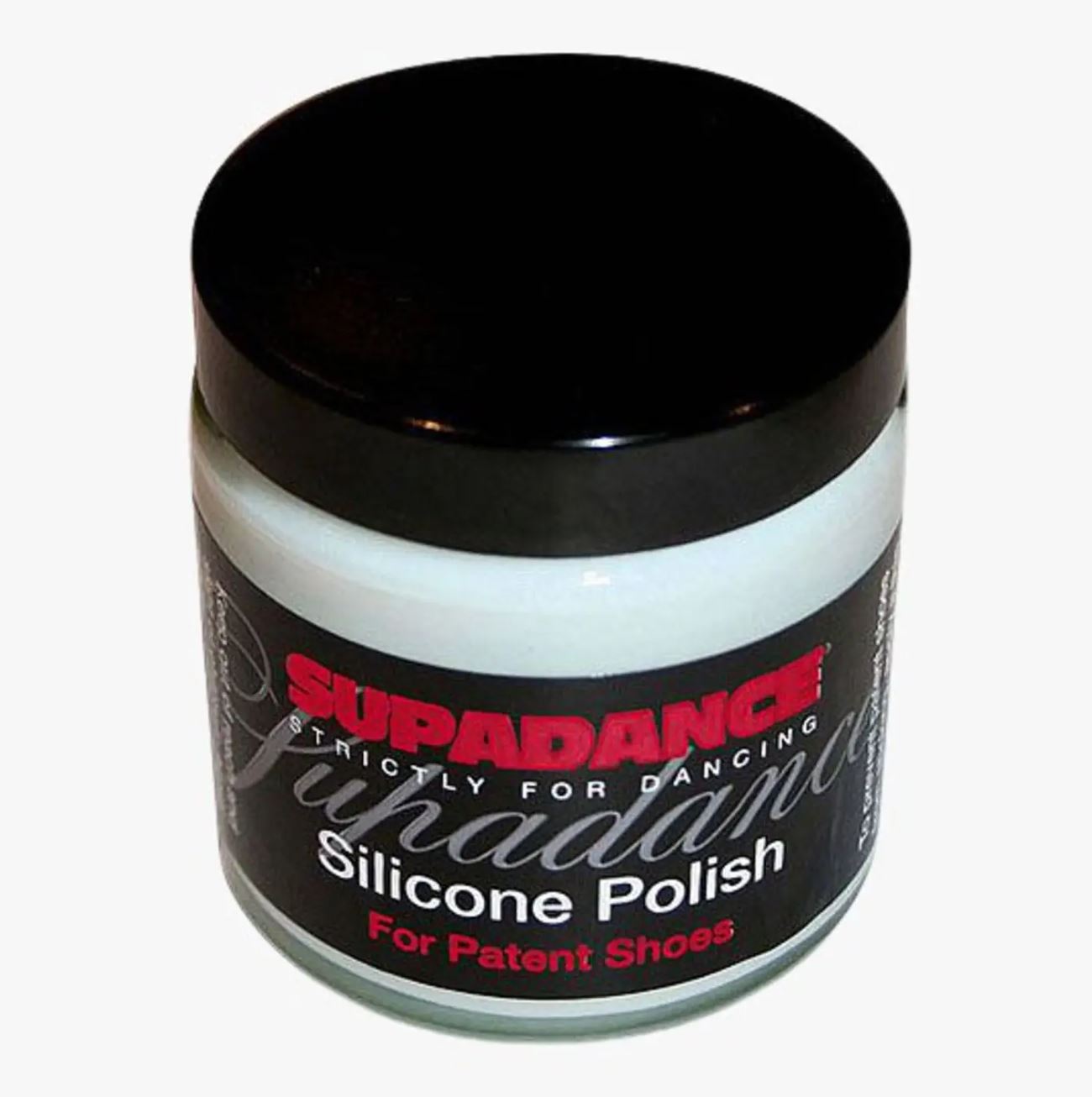 Supadance Silicone Polish designed to prevent patent leather shoes from sticking. Ideal for maintaining a sleek, polished finish on dance footwear.