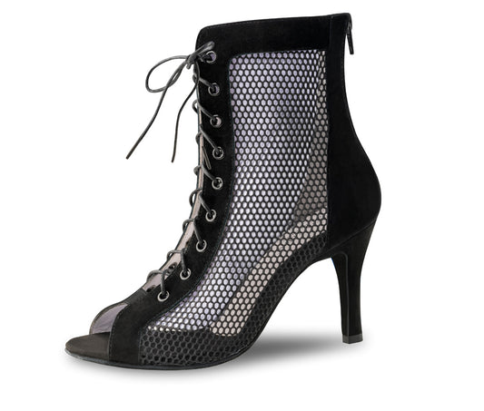 Werner Kern Regine Ladies Suede Leather and Soft Mesh Dance Boot with Lacing and Zipper