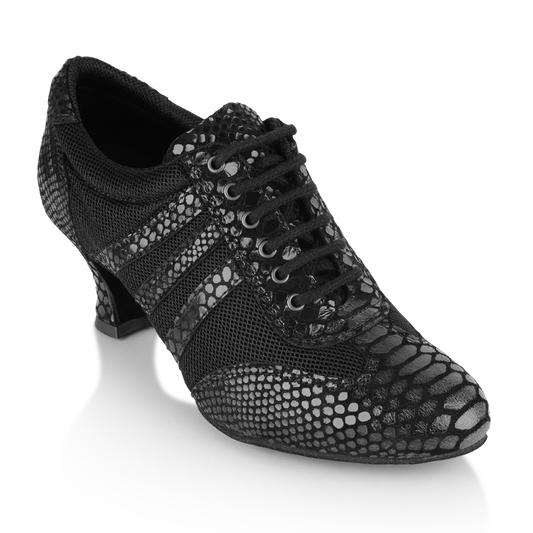 tiber black croc leather ballroom dance heel with mesh