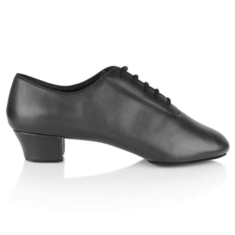 Ray Rose Ash Black Leather Men's Latin Dance Shoe with Semi-Round Toe Shape