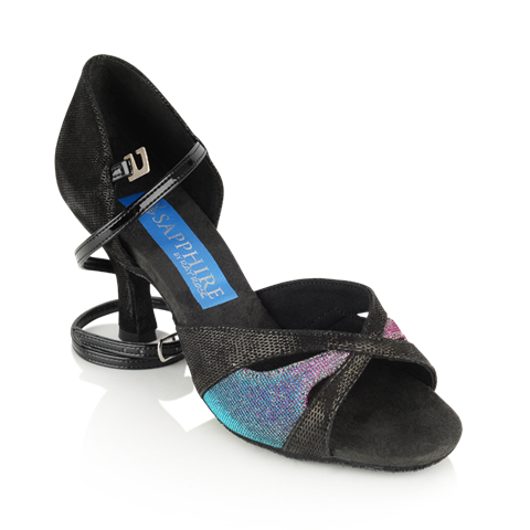 Ray Rose Dragonfly Two Tone Pink and Turquoise Pearl/Black Lustre Leather Ladies Latin Dance Shoe