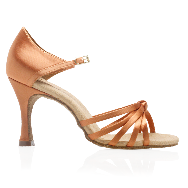 Ray Rose 825-X Drizzle Light Tan Satin Ladies Latin Dance Shoe with Wrap Around Ankle Strap