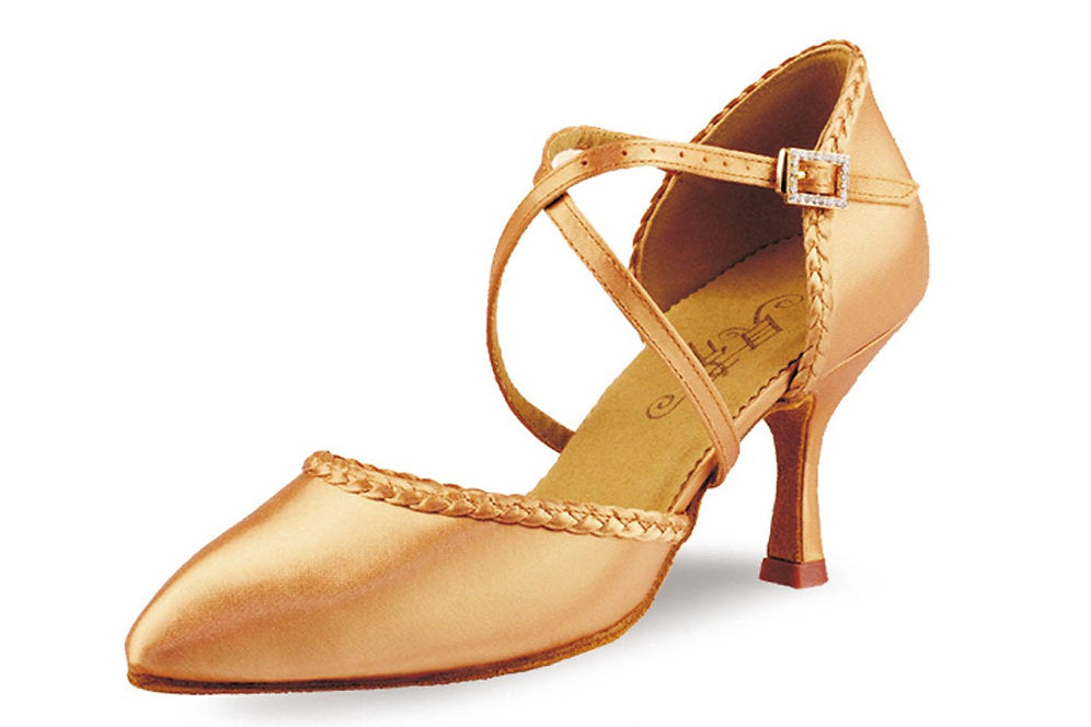 BD Dance 184 Smooth Ballroom Dance Shoe with Braided Detail, Cross Strap, and Quick Release Buckle