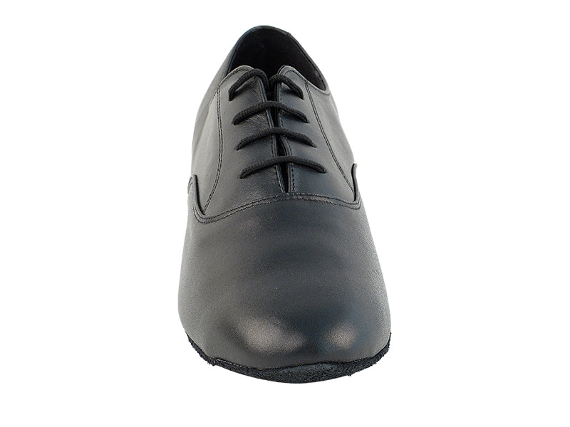 Very Fine 915108W Black Leather Men's Latin Dance Shoe in Wide Width with a Cushioned Insole for Shock Absorption & Comfort 1.5" Heel
