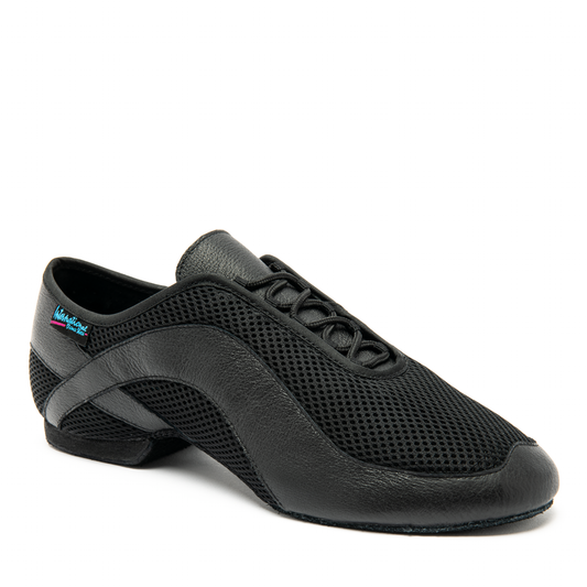 International Dance Shoes IDS Practice Black Leather and AirMesh Teaching Shoe with Lightweight Design JAZZ