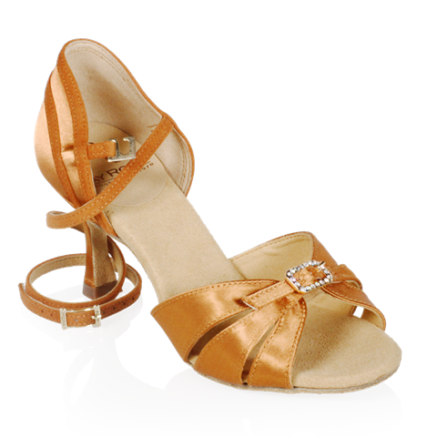 Ray Rose Light Tan Satin Ladies Latin Dance Shoe with Round Toe 871-X Pavo_SALE