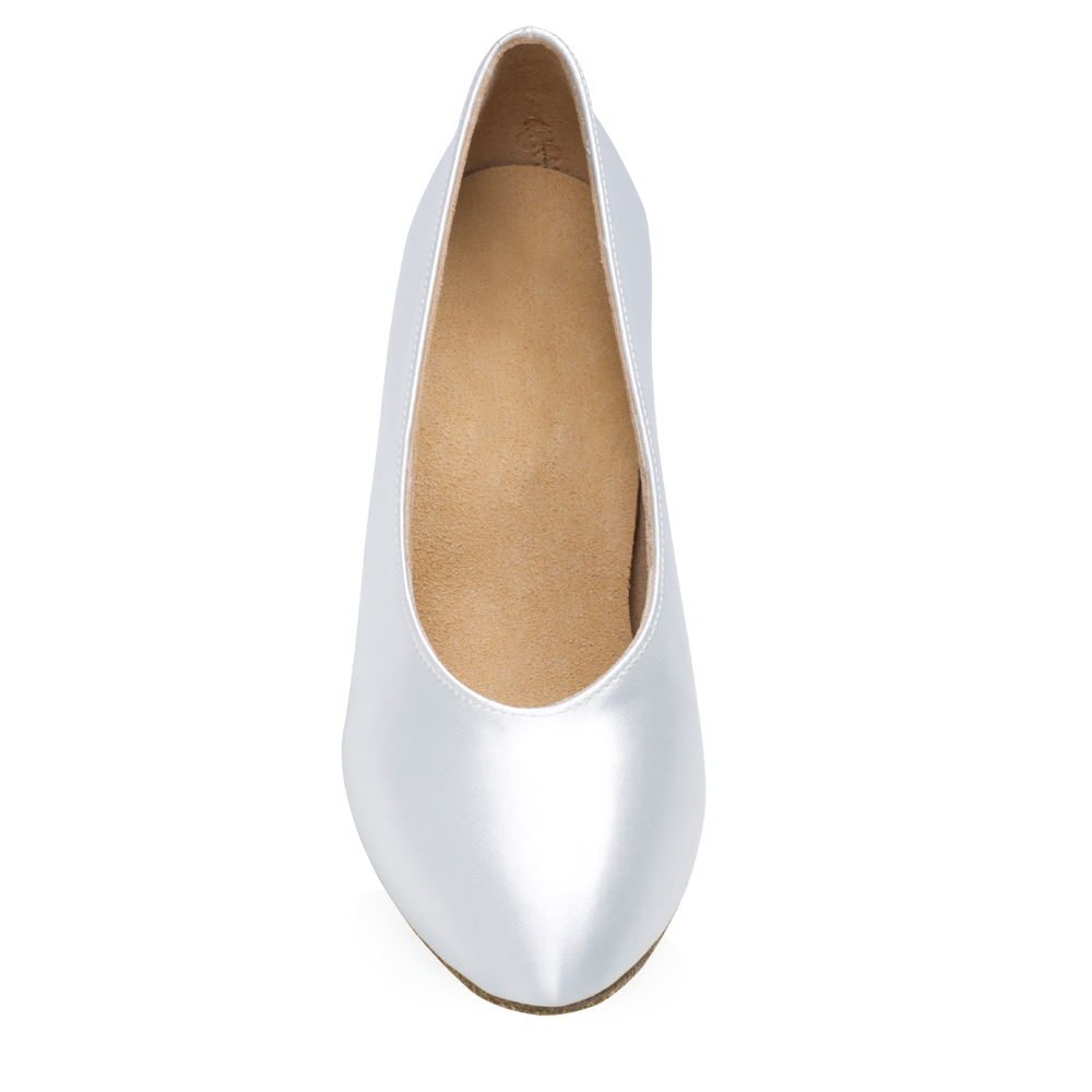 Satin standard ballroom shoe with suede sole