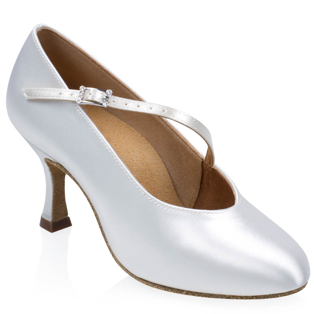 Ray Rose 116A Rockslide Satin Standard Ballroom Dance Shoe with Round Toe and Diagonal Strap Available in Flesh, Light Flesh and White