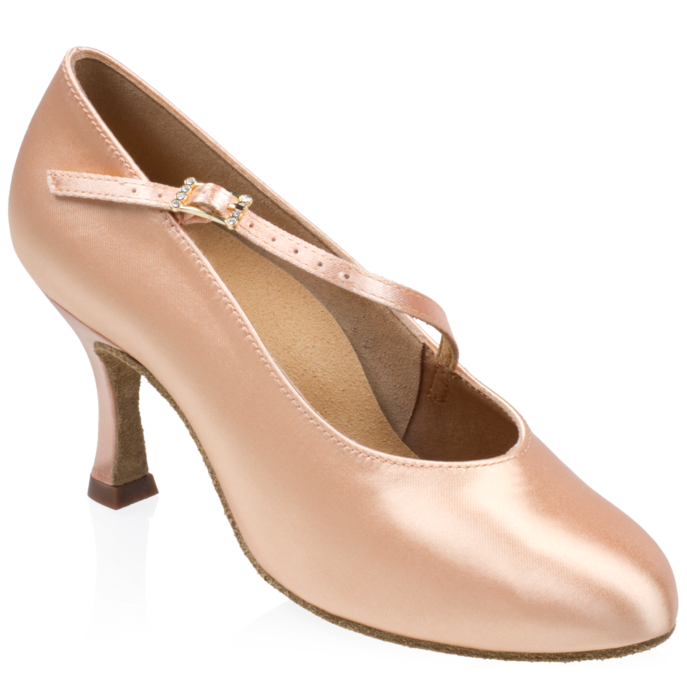 Ray Rose 116A Rockslide Satin Standard Ballroom Dance Shoe with Round Toe and Diagonal Strap Available in Flesh, Light Flesh and White
