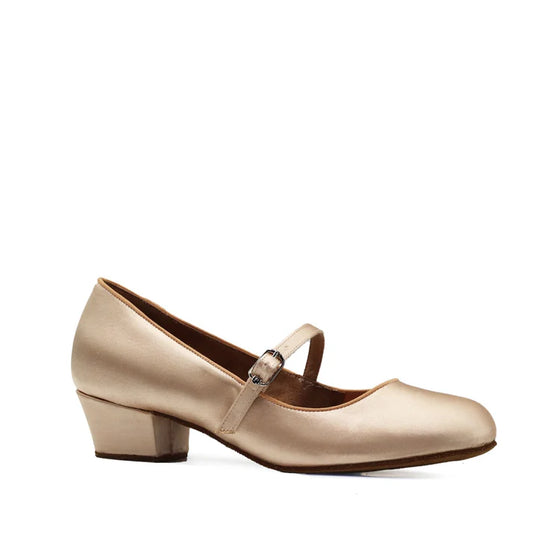 Paoul Hover_SALE Cross Flesh Satin Ladies Ballroom Shoe with Round Toe and Strap