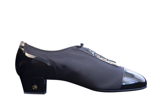 Dance Naturals 114 Canareggio Men's Black Patent/Black Fabric Split Sole Latin Shoe