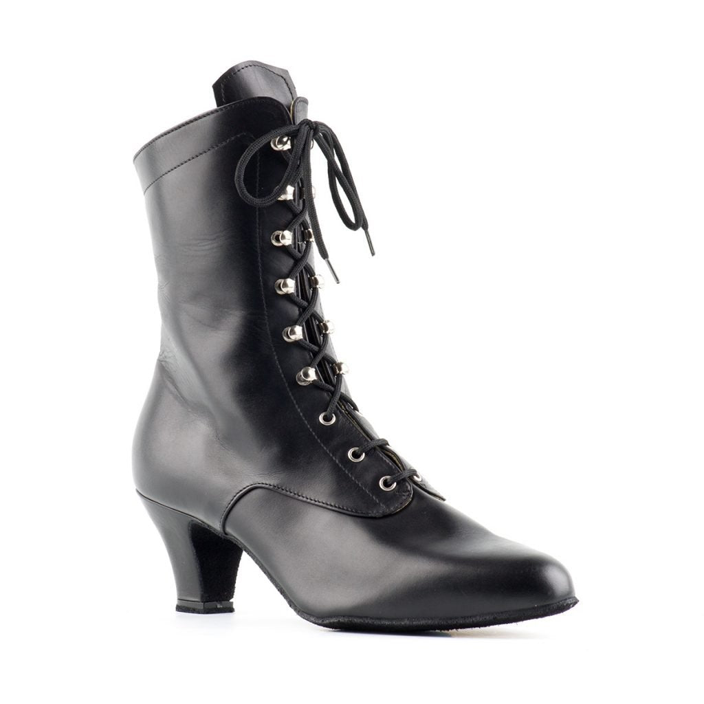 Paoul Pied en l’air Black Leather Dance Boots with Hooks and Zipper