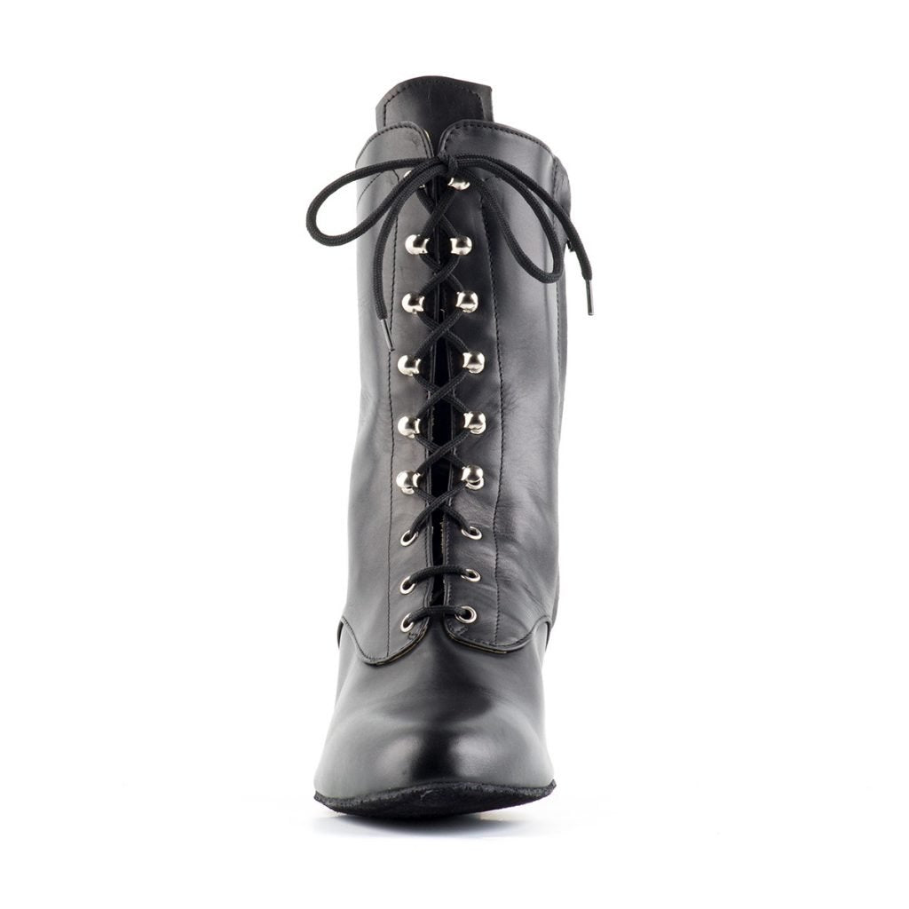 Paoul Pied en l’air Black Leather Dance Boots with Hooks and Zipper