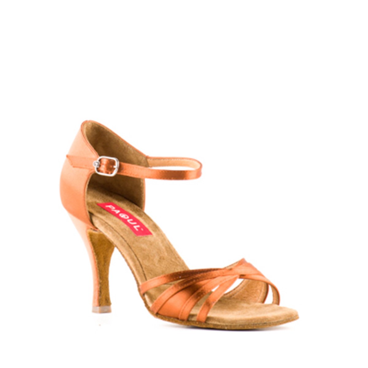 Women's tan Latin dance shoes with stiletto heel