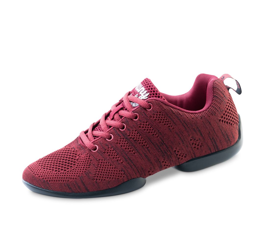 Red and black practice sneakers for ladies