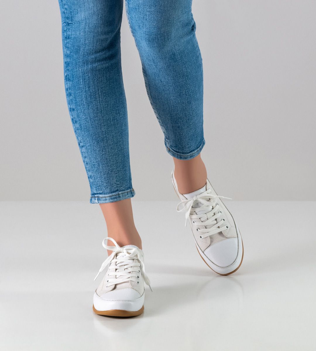 Ladies Practice Dance Sneakers in White Canvas 