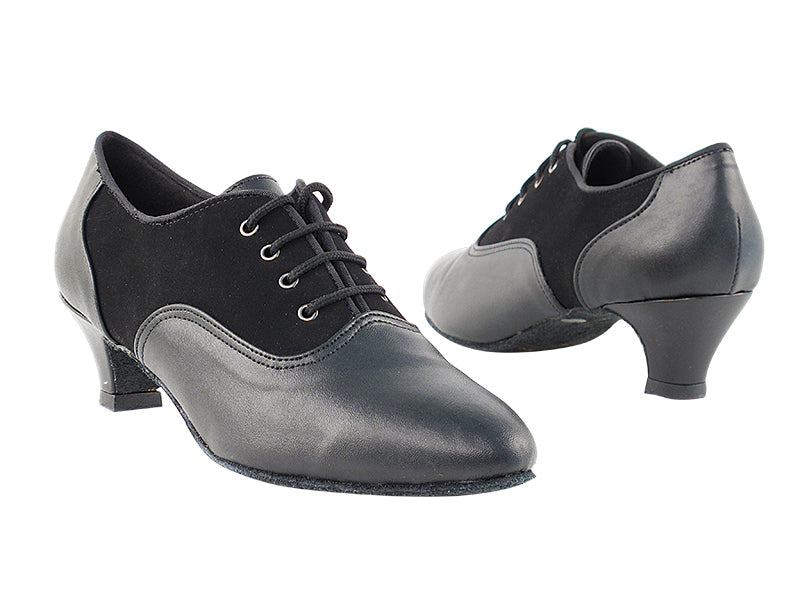 Very Fine Black Nubuck and Black Leather Ladies Practice Dance Shoe 1688_SALE In Stock