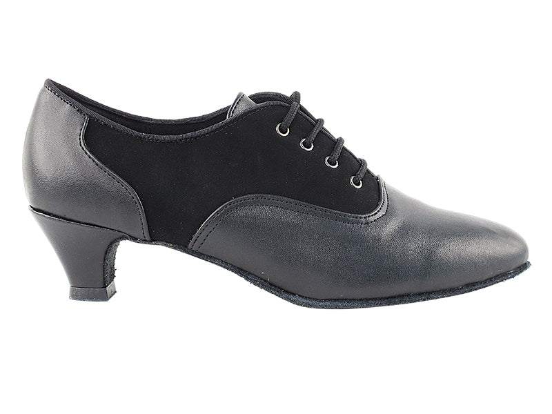 Very Fine Black Nubuck and Black Leather Ladies Practice Dance Shoe 1688_SALE In Stock