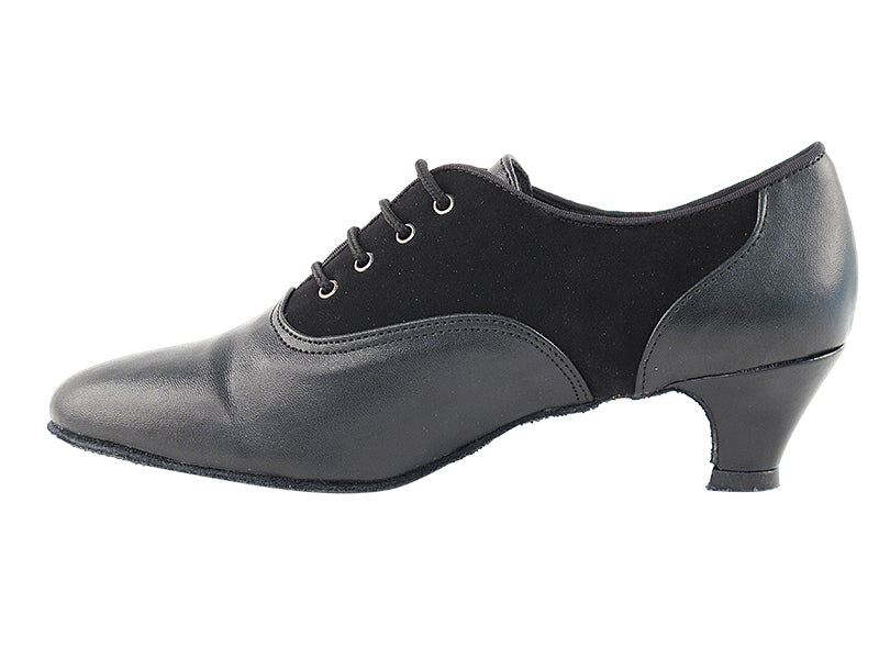 Very Fine Black Nubuck and Black Leather Ladies Practice Dance Shoe 1688_SALE In Stock