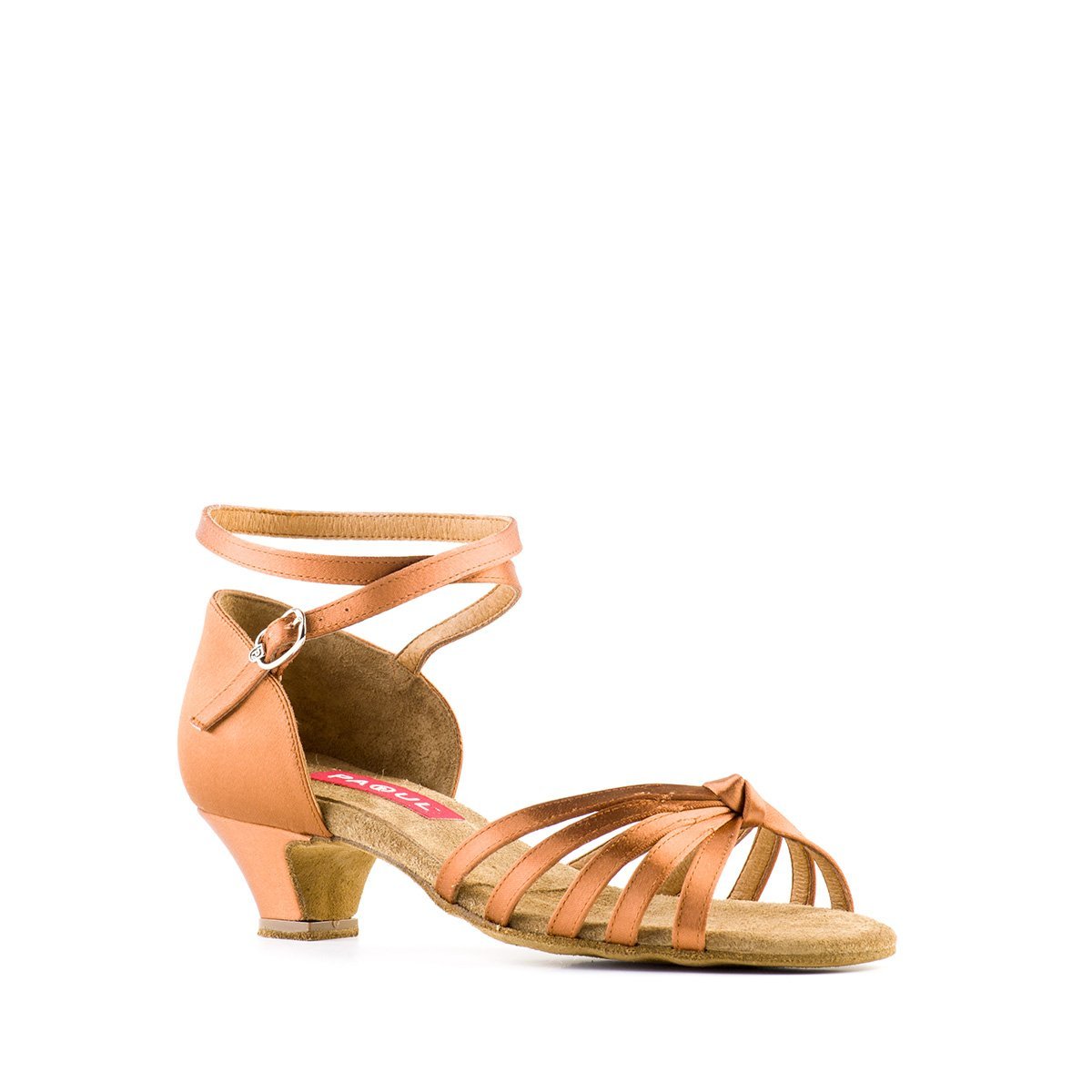 Women's tan Latin dance shoe with low heel