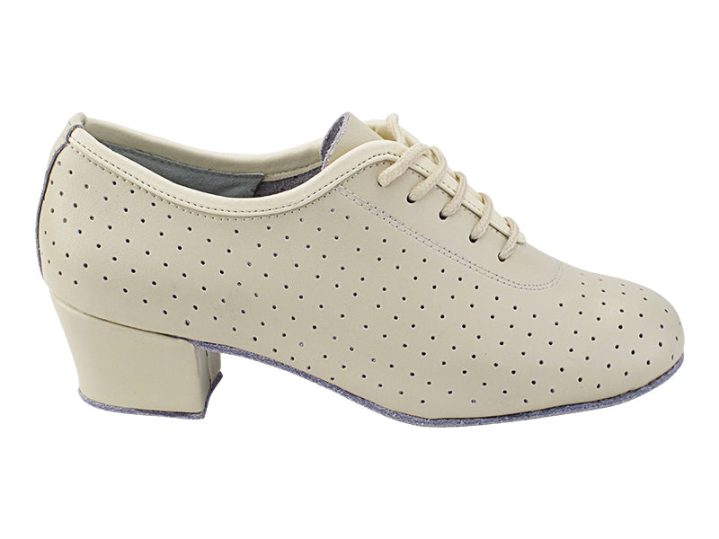Very Fine 2001 Creamy White Perforated Leather Ladies Practice Dance Shoe