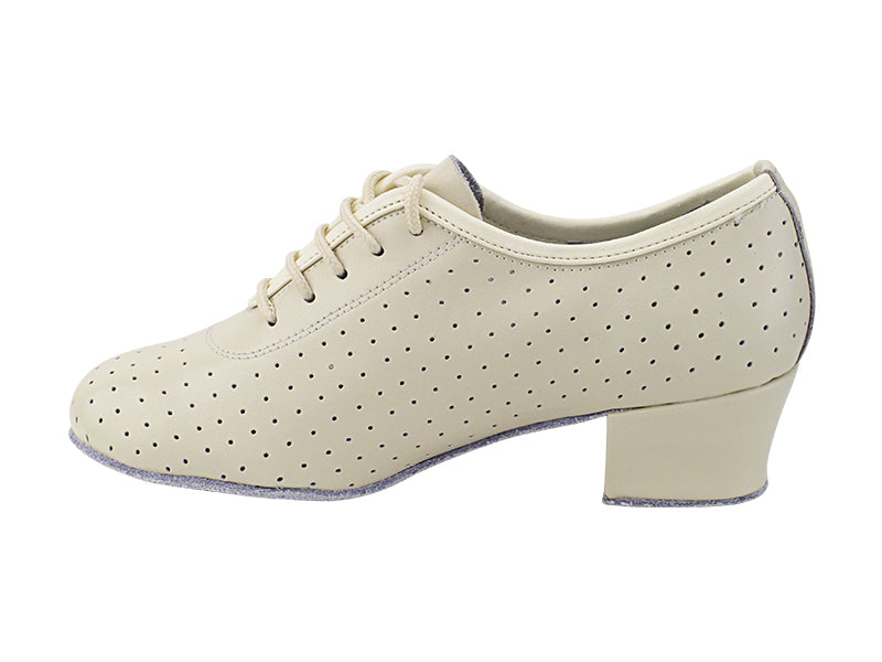 Very Fine 2001 Creamy White Perforated Leather Ladies Practice Dance Shoe