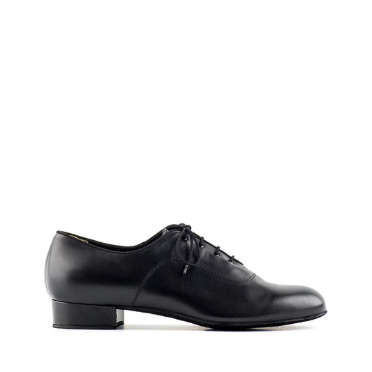 Men's Soft and Flexible Black Leather Ballroom Dance Shoe with Standard Heel