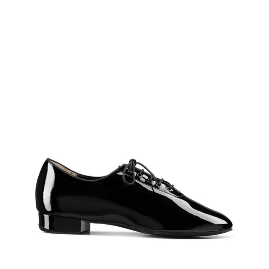 Men's Thin and Flexible Black Patent Ballroom Dance Shoe with Standard Heel
