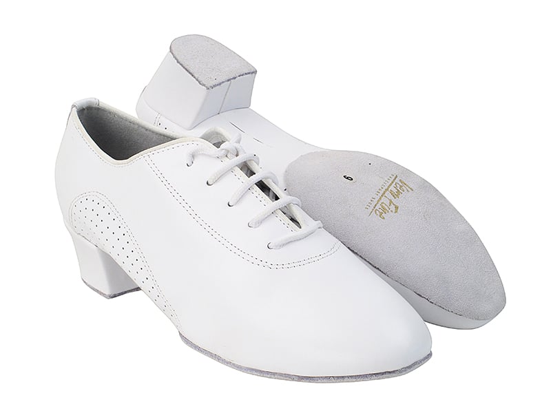 Very Fine Men's Latin Shoes in Black Leather or White Leather or Black Spandex with Split Sole 2303