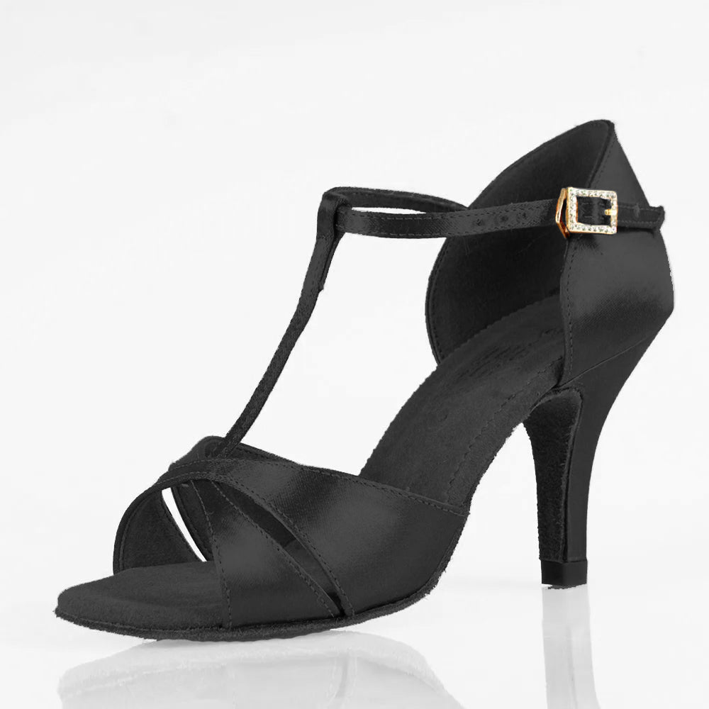 Leather or Satin or Print Ladies Latin Shoe with T-Strap BD 2358