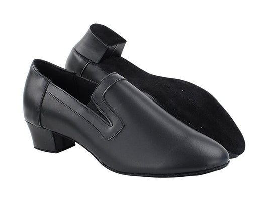 Very Fine 2506LEDSS Men's Latin Shoes in Black Leather with Latin Heel