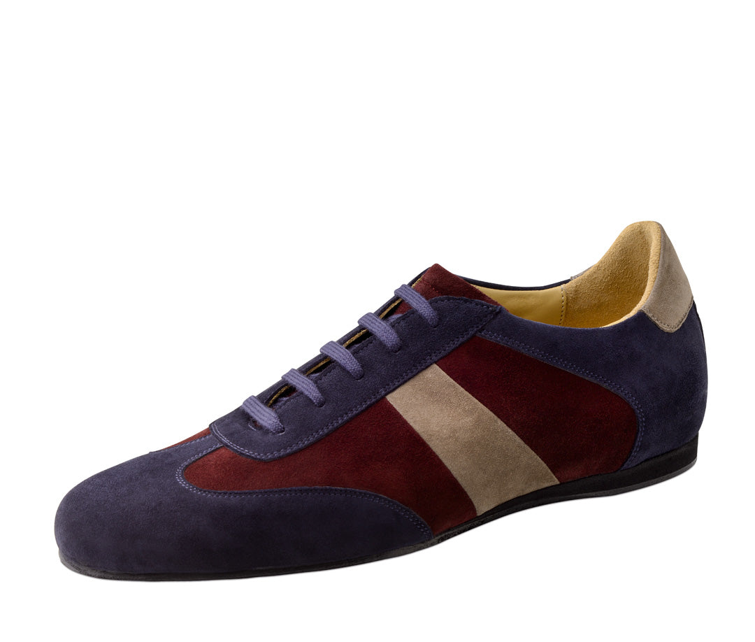 Werner Kern Bari Men's Practice and Social Dance Sneaker Shoe in Beige/Blue/Bordo