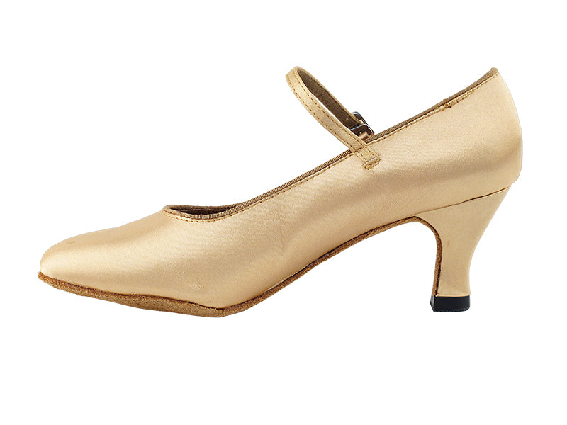 Very Fine 3008 Light Brown Satin Ladies Ballroom Dance Shoe with Single Strap
