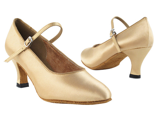 Very Fine 3008 Light Brown Satin Ladies Ballroom Dance Shoe with Single Strap