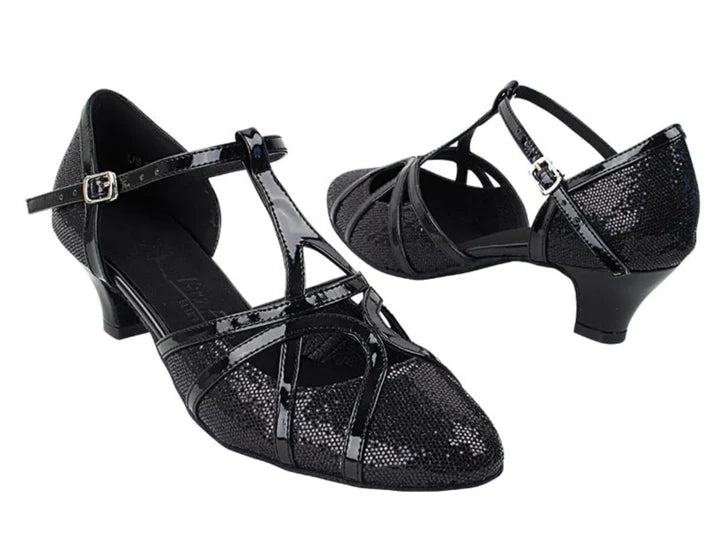 Very Fine SERA3541_sale Ballroom Dance Shoe with Cuban Heel and Unique Strap Design Available in Silver