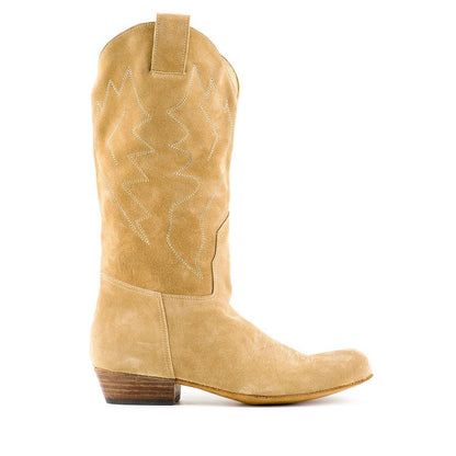 Paoul Sailorstep Ladies Kaki Crust country dance boot with rounded toe, suede finish, and decorative stitching, ideal for amateur and professional dancers.