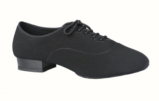 Dance America Jackson Men's Ballroom Shoes in Black Lycra with Memory Foam Padding and a Matte Finish