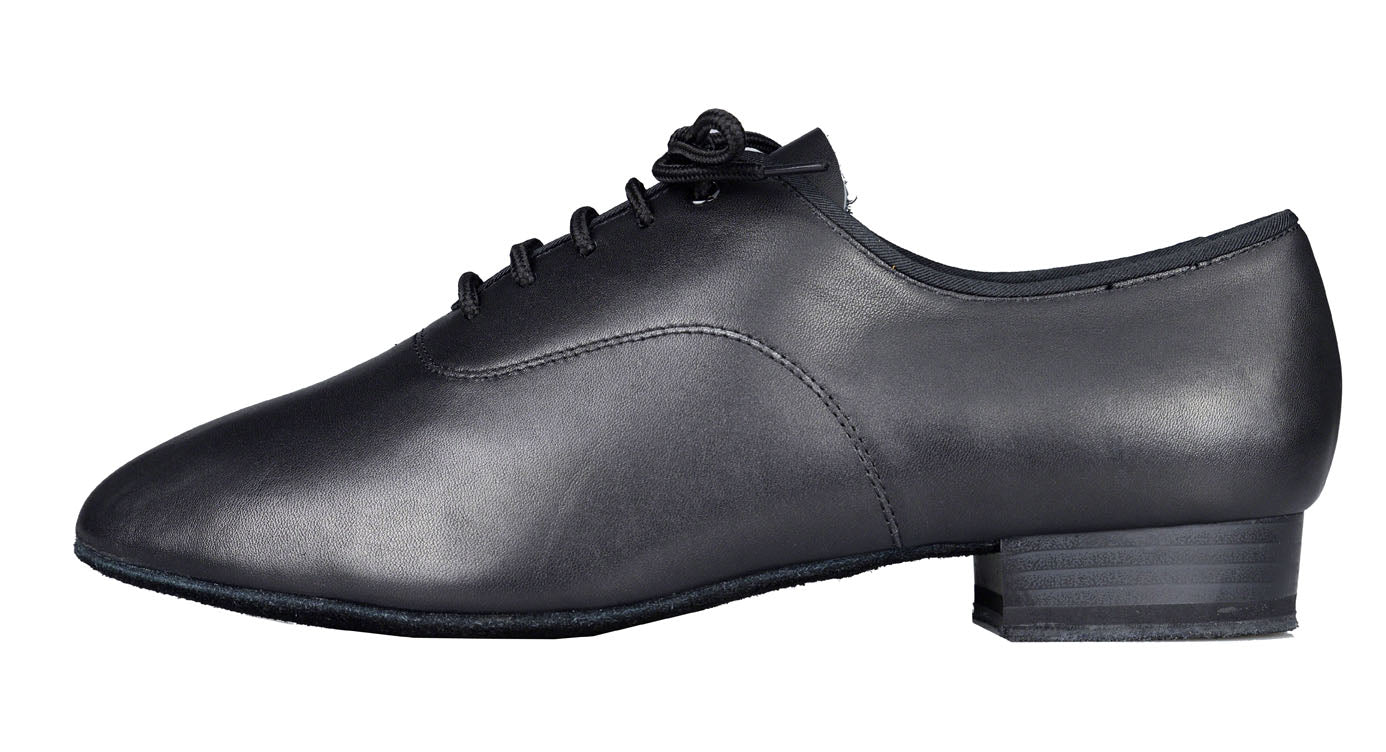 Dance America Manhattan Men's Black Leather Smooth and Standard Ballroom Dance Shoe in Medium or Wide Width