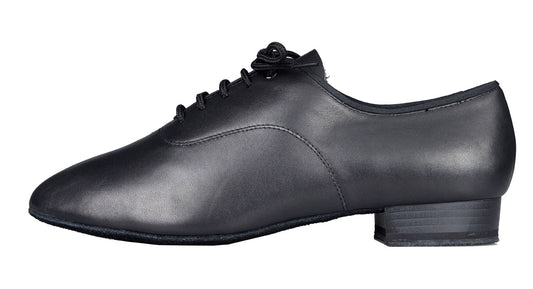 Dance America Manhattan Men's Ballroom Shoes in Black Leather with Multiple Widths