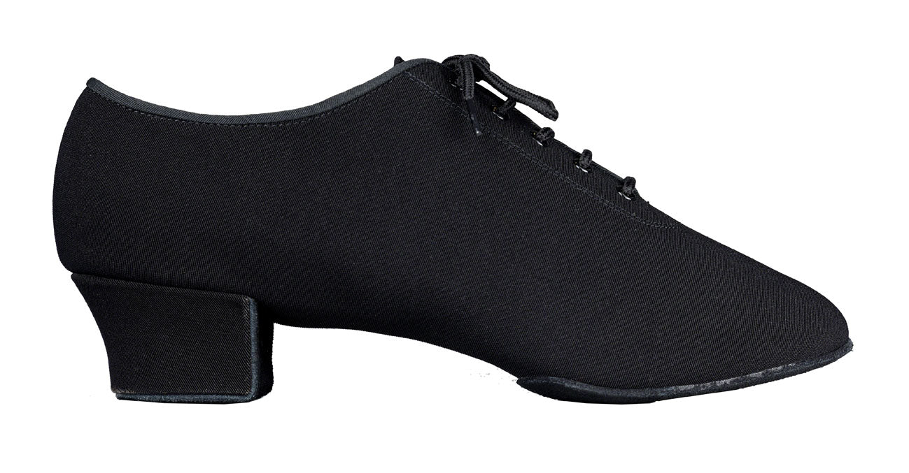 Dance America Orlando Men's Black Canvas Latin Dance Shoe with Cuban Heel and Split Sole