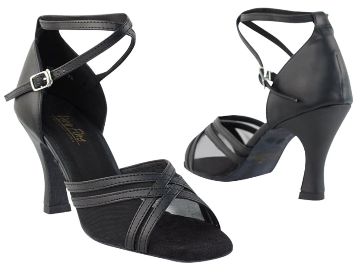 Very Fine Ladies Latin Dance Shoe with Double Cross Straps and Mesh 5017 In Stock