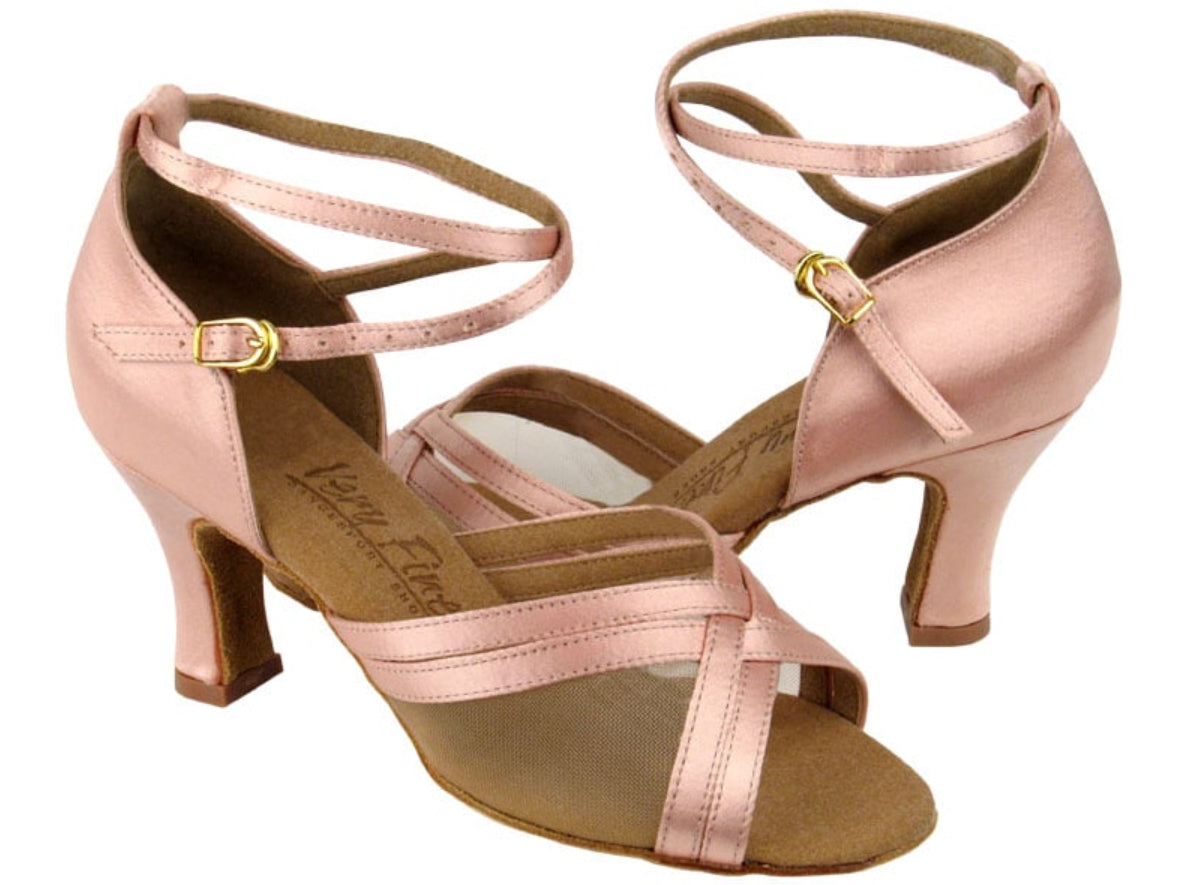 Very Fine Ladies Latin Dance Shoe with Double Cross Straps and Mesh 5017 In Stock